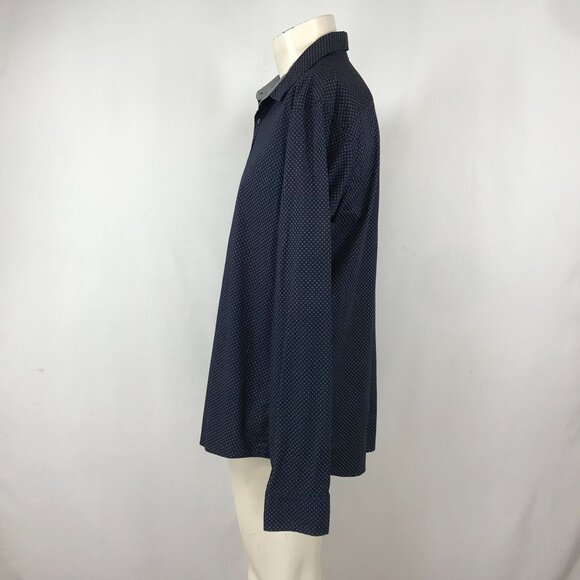MICHAEL KORS - MEN'S XL- NAVY LONG SLEEVE BUTTON UP COLLARED COTTON BLEND SHIRT - Picture 2 of 5